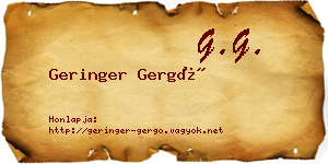 Geringer Gergő névjegykártya